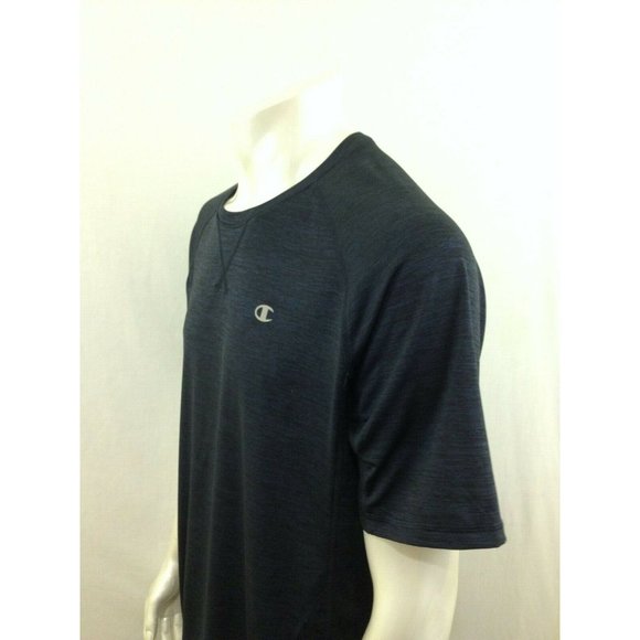 Champion Men's Heather Blue Crew Neck Polyester Short Sleeve Athletic Shirt Sz L - Picture 6 of 6